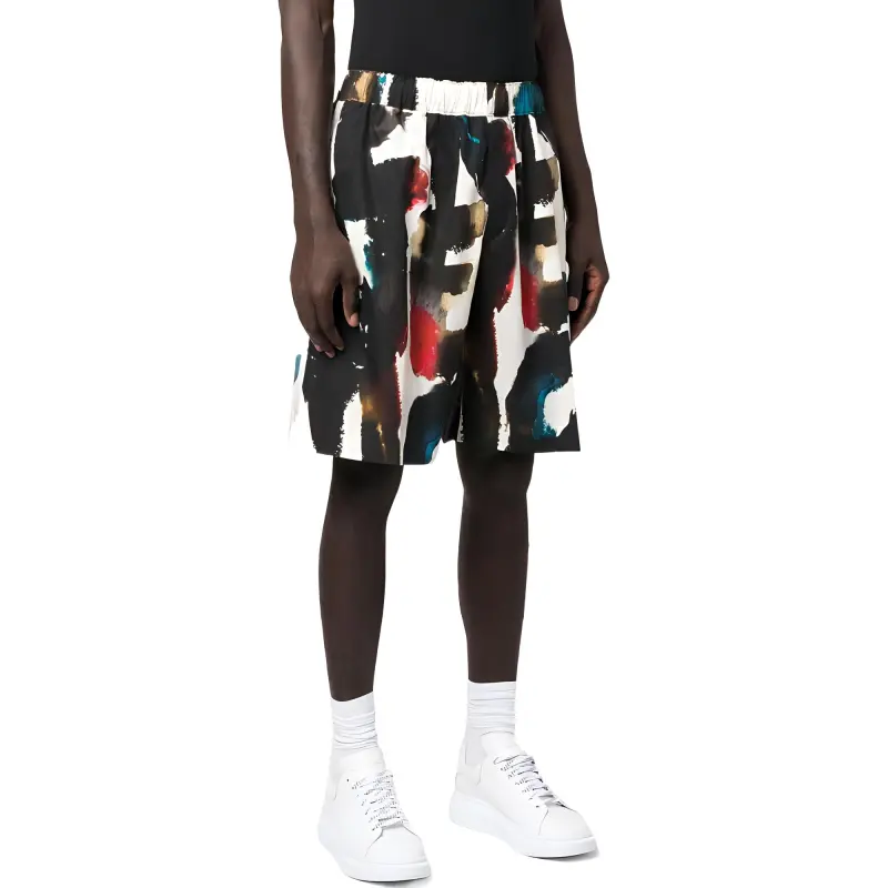 Alexander McQueen Watercolour Graffiti Printed Shorts-3