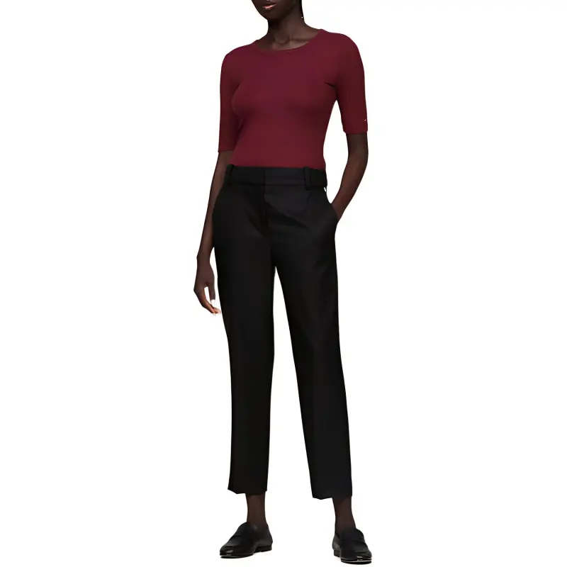 Tommy Hilfiger Slim Fit Half Sleeve Jumper T-Shirt Women's Deep Red-1