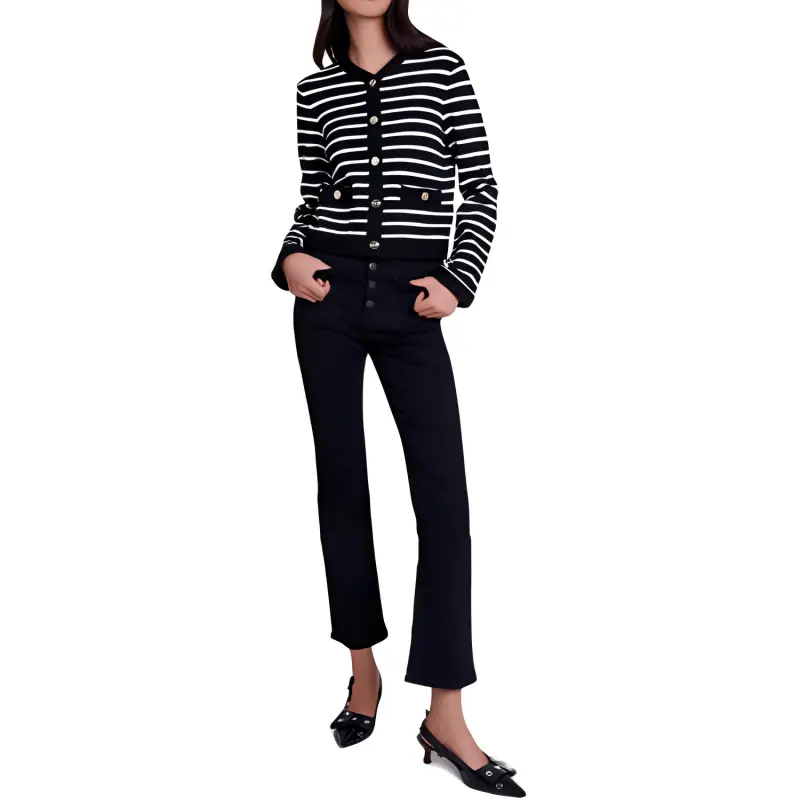 Maje Striped Cardigan-1
