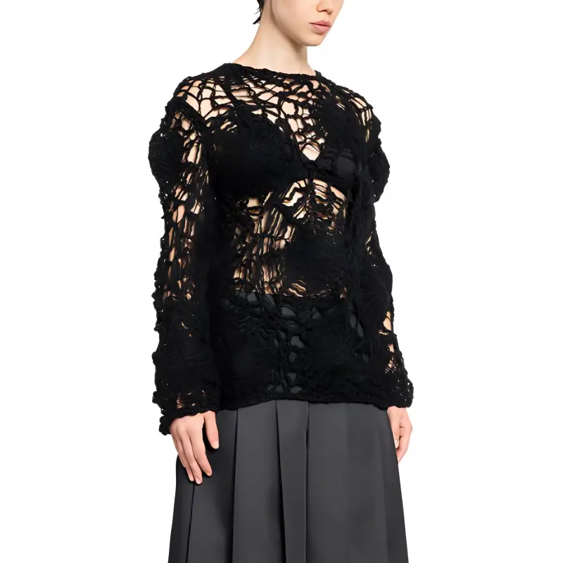 Comme Des Garcons Hollow Carved Design Sweater Black-2