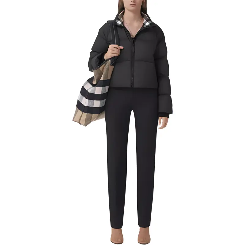 Burberry Short Padded Jacket Black/Beige-1