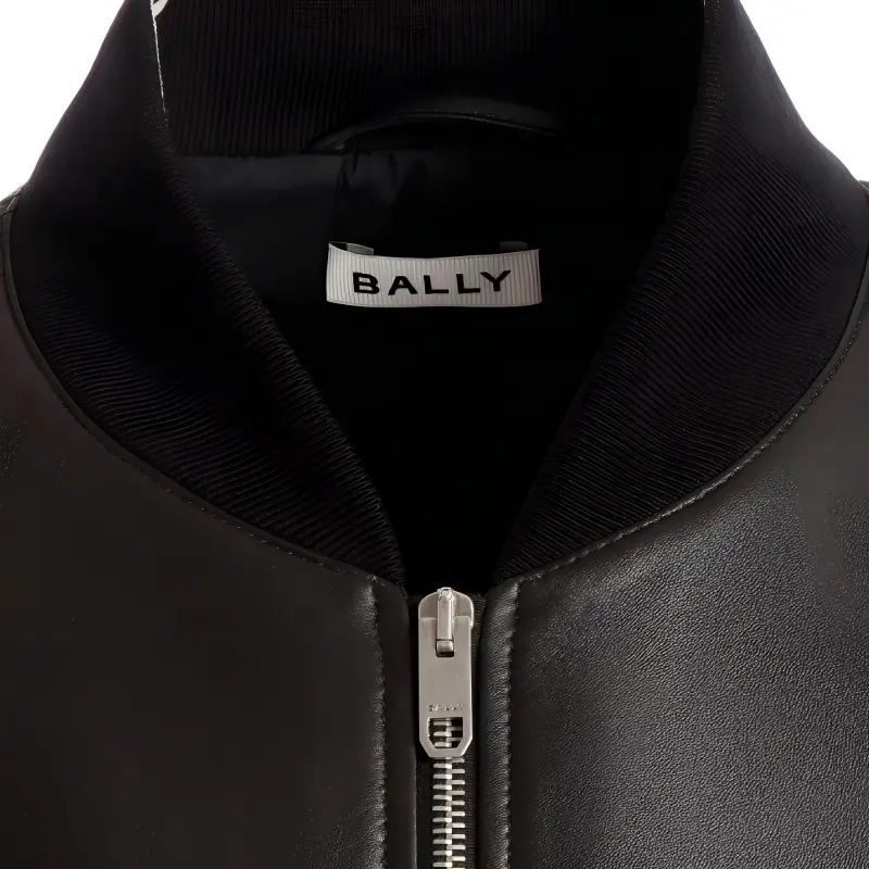 BALLY Rib trimmed Leather Bomber Jacket-2