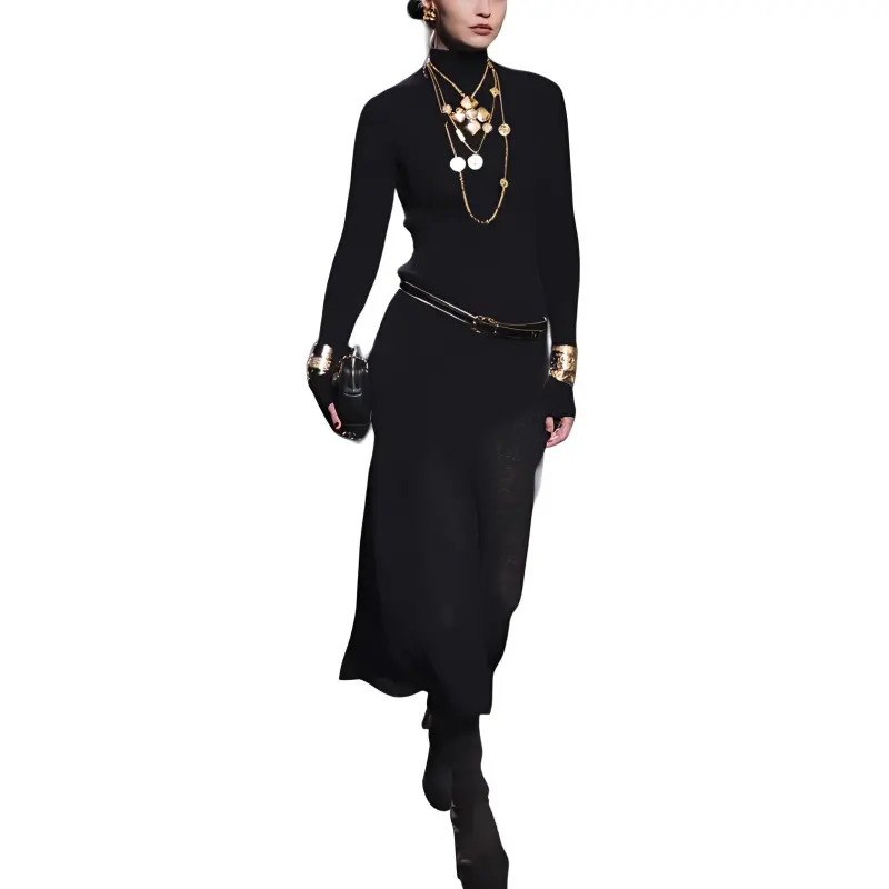 CHANEL FW24 Long-Sleeved Dresses Women's Black-1
