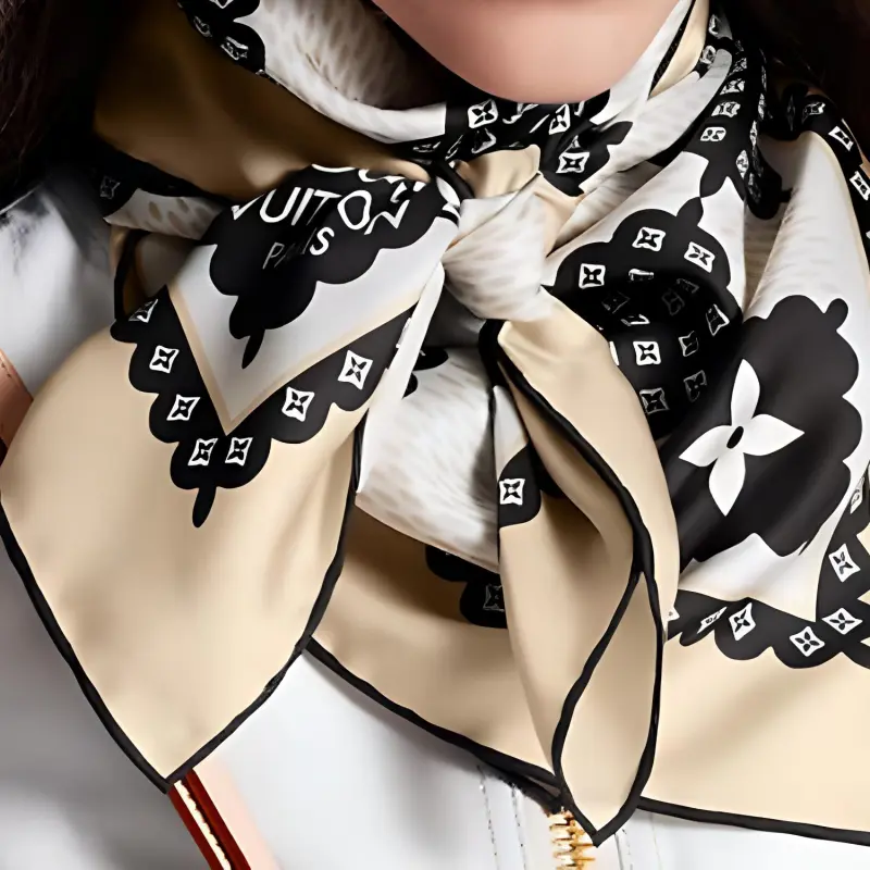 LOUIS VUITTON Silk Scarves Women's Beige-3