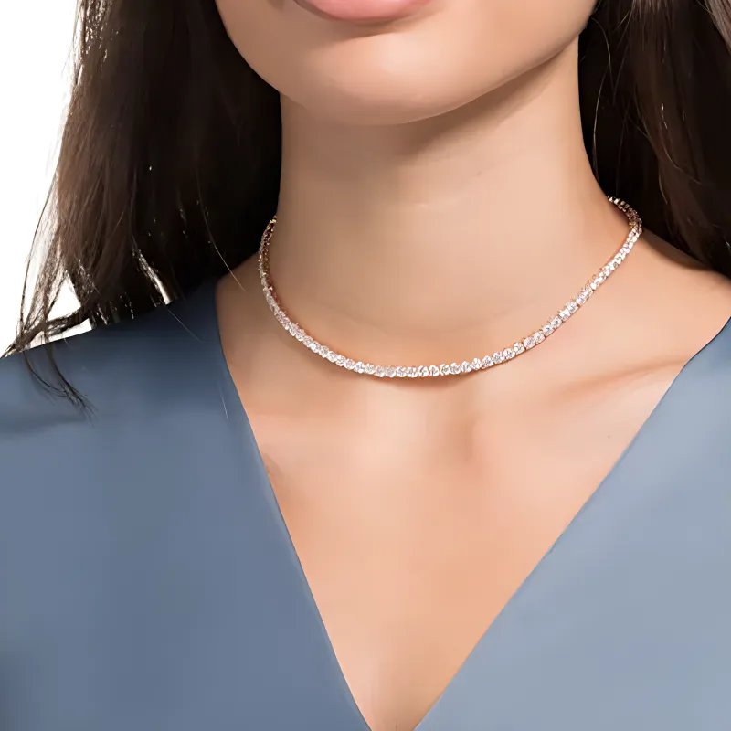 Swarovski Matrix Tennis Rhodium Plated Necklaces Women's-3