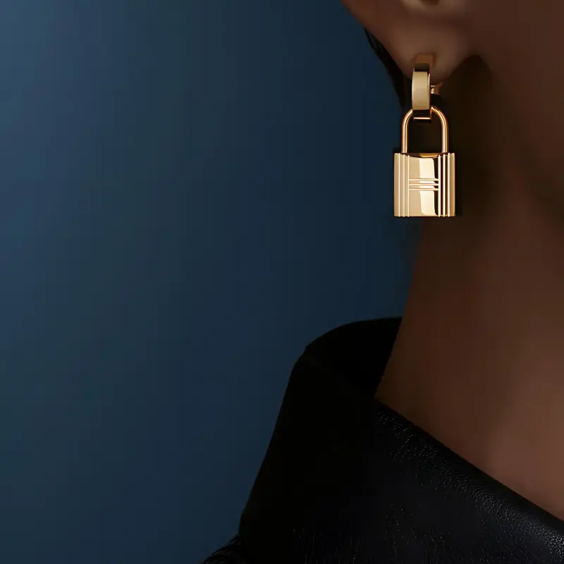 HERMES O'Kelly Gold Plated Earrings Women's-1
