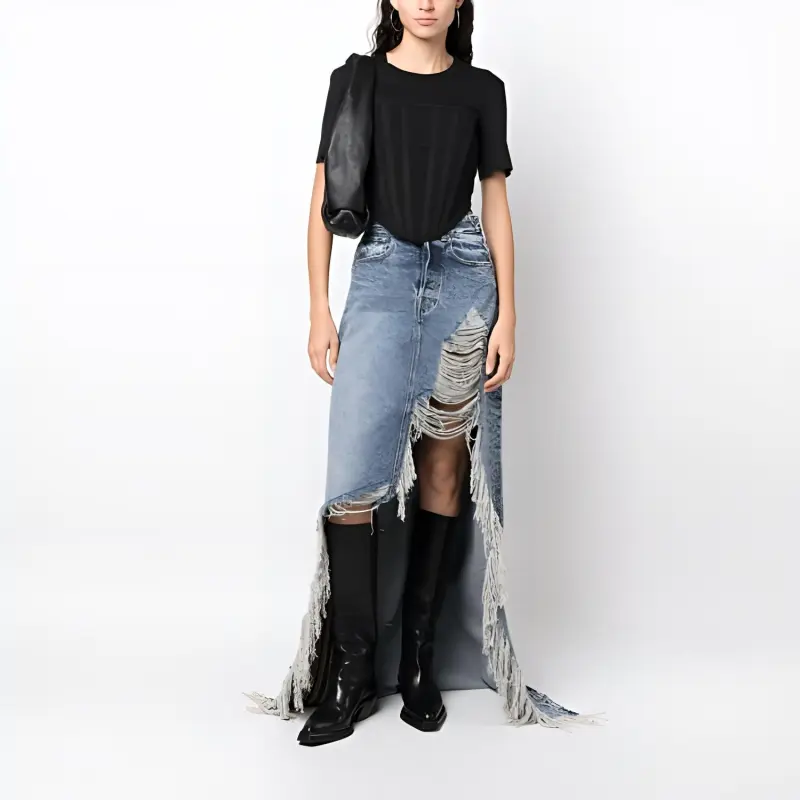 Vetements Ripped detail Denim Skirt-1