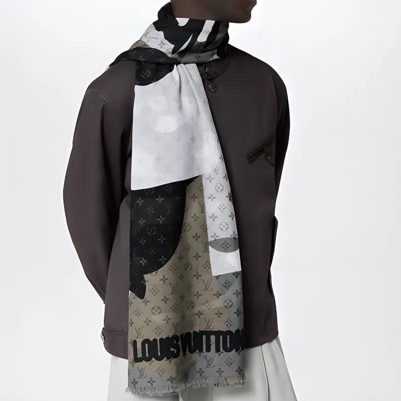 LOUIS VUITTON Portrait Knit Scarves Unisex Multicolor-3