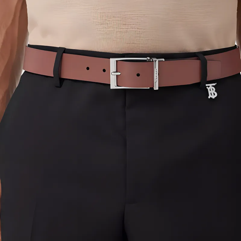 Burberry Leather Belts Men Black/Tan-5