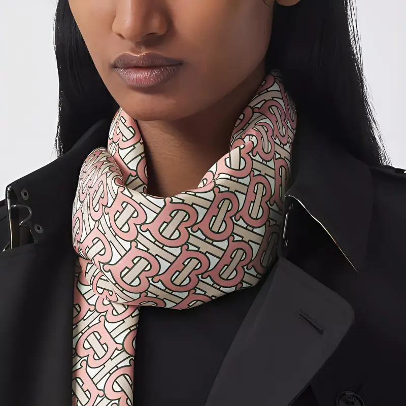 Burberry Silk Scarves Unisex Pink-4