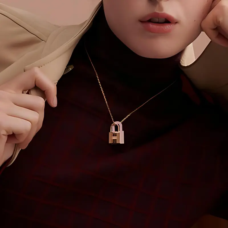 HERMES O'Kelly Calfskin Necklaces Women's-2