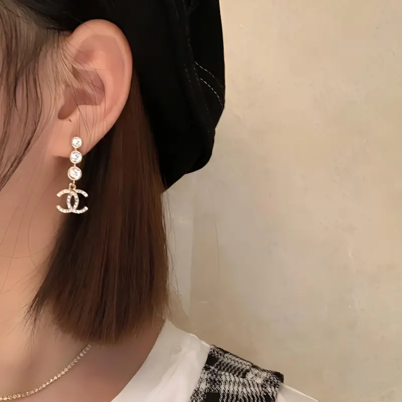 CHANEL Crystal Cc Drop Earrings-3