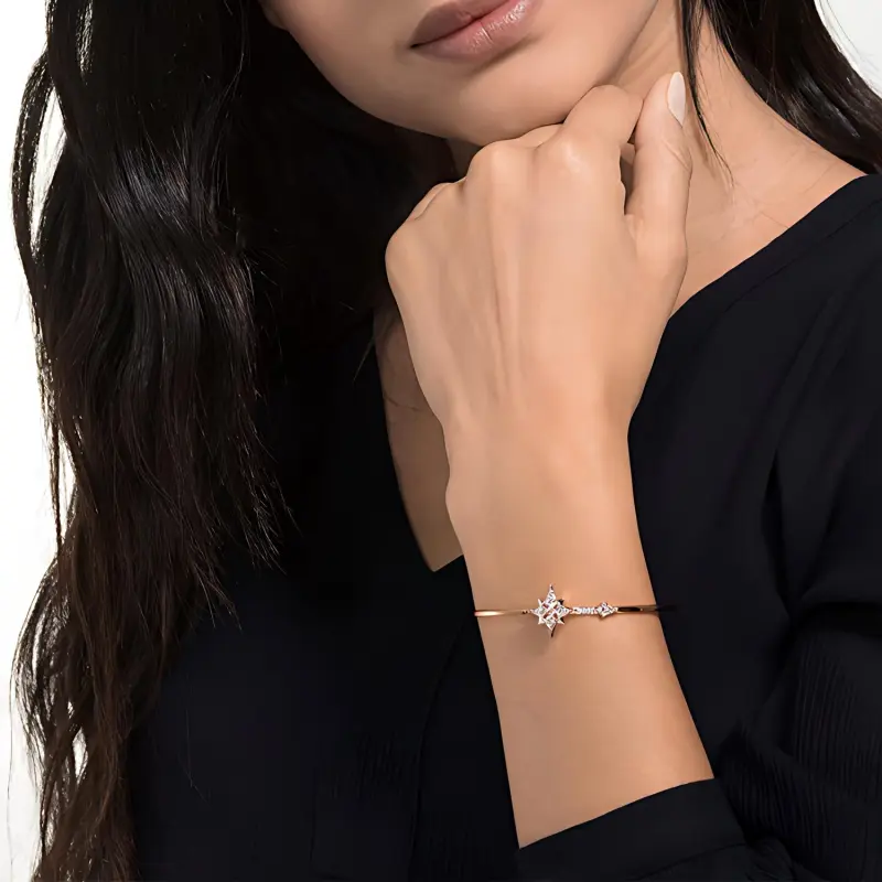 Swarovski Artificial Crystal Bangles Women's Rose Gold-2