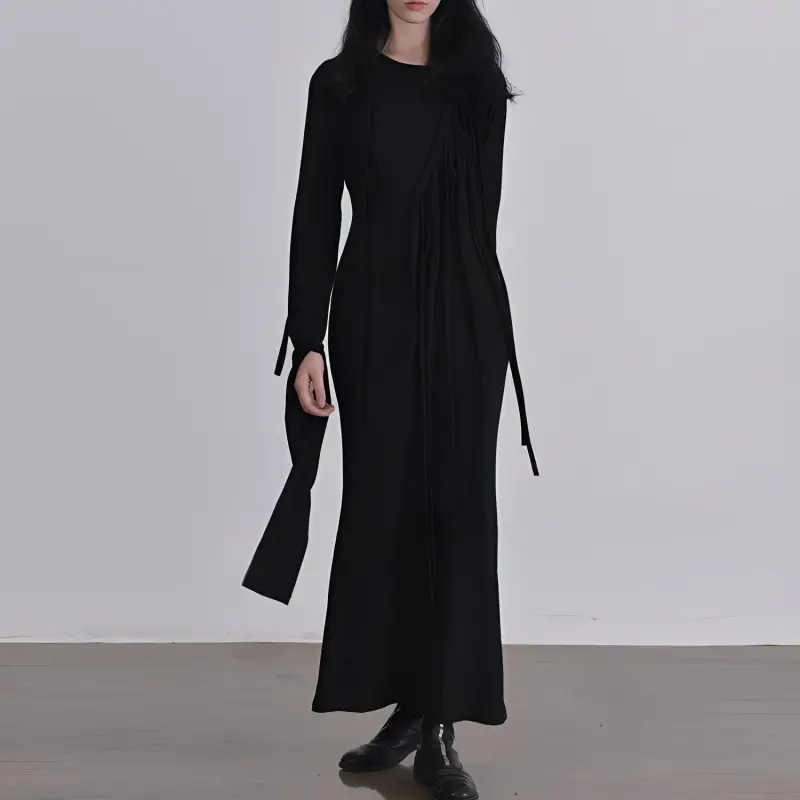 Yohji Yamamoto Long Sleeved Dresses Women's Black-3