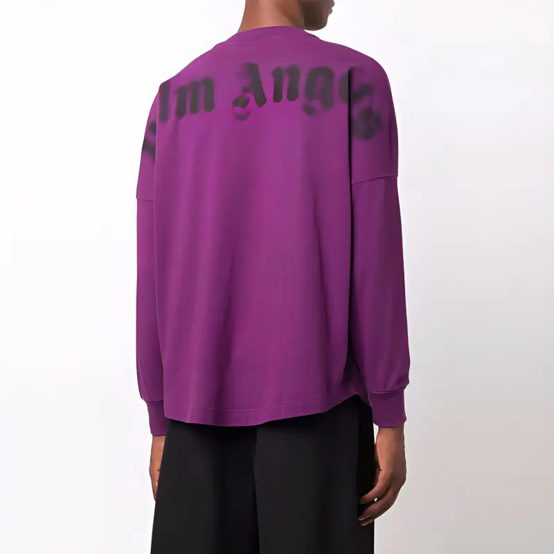 PALM ANGELS Oversized Blurry Logo Long Sleeve T Shirt-2