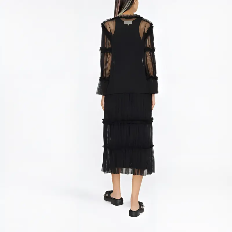 MM6 Maison Margiela Sheer Long length Ruffle trim Blouse-2