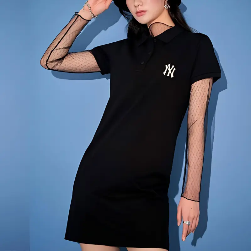 MLB Short Sleeved Dresses Women's Black-2