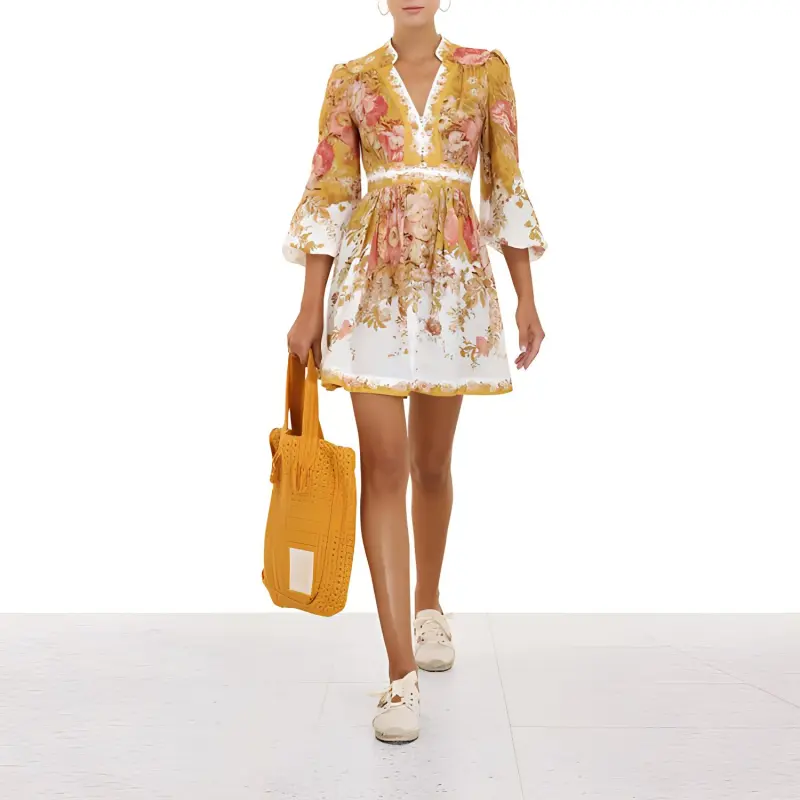 Zimmermann FW22 Long Sleeved Dress Women's Yellow-1