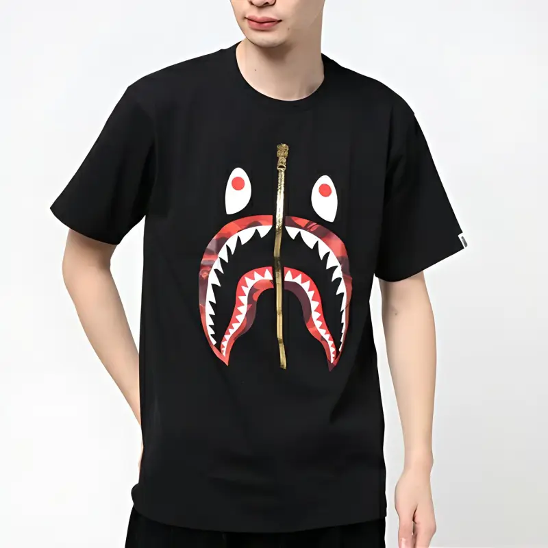 A BATHING APE Color Camo Silver Zip Shark Tee SS23-2