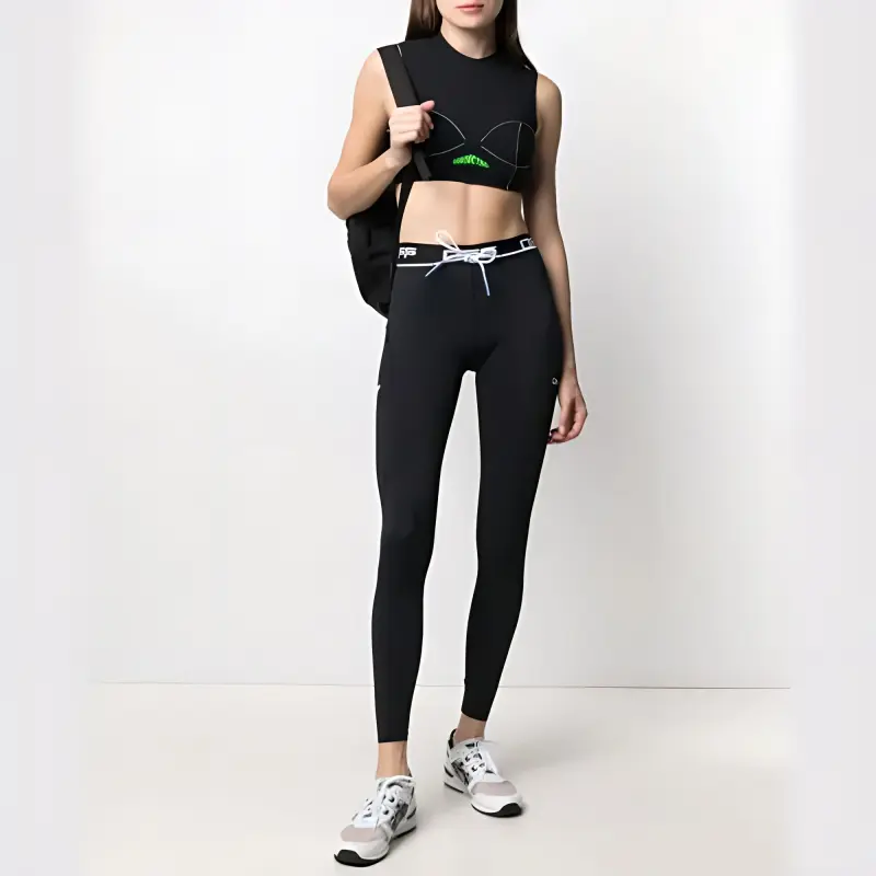 OFF WHITE Logo Waistband Active Leggings Black-1