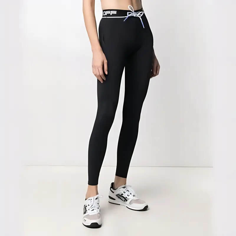 OFF WHITE Logo Waistband Active Leggings Black-3