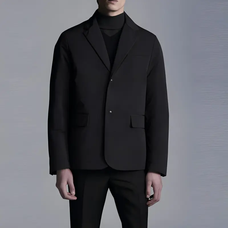 Moncler Solid Color Suit Collar Down Jacket Men's Black-1