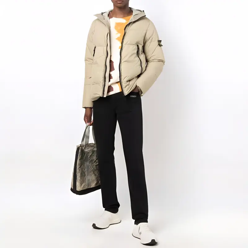 STONE ISLAND FW21 Solid Color Hooded Down Jacket Men's Camel-1