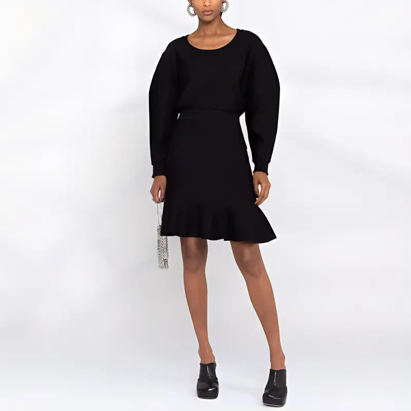 Alexander McQueen Long Sleeved Dresses Women's Black-1