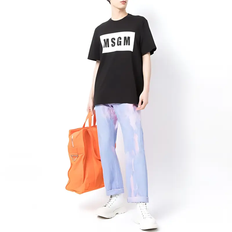 MSGM Logo Printed Crewneck T Shirt-1