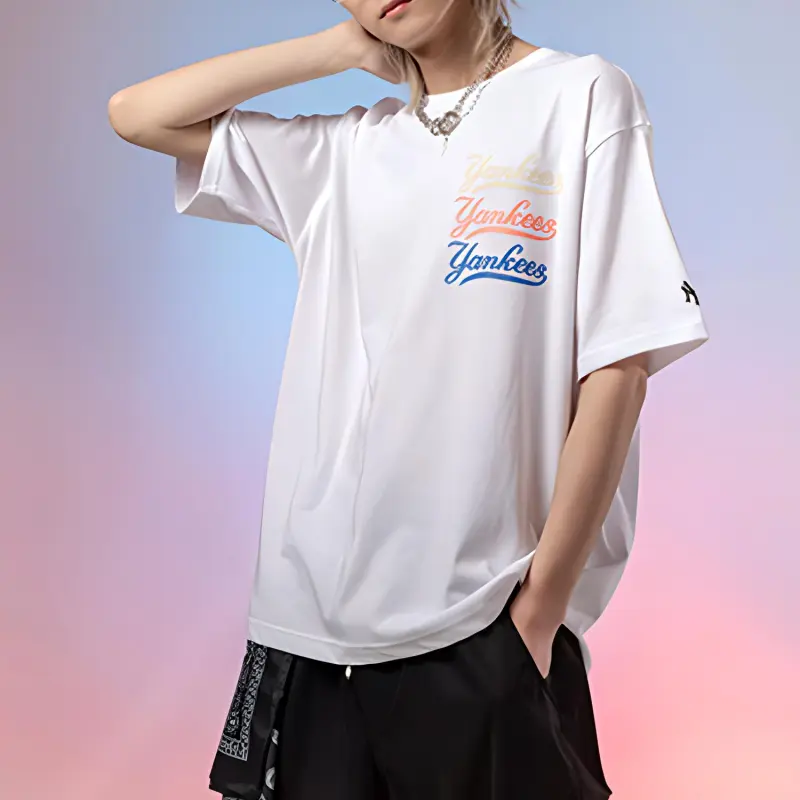 MLB Drop Shoulder Sleeve T Shirt Unisex White-3