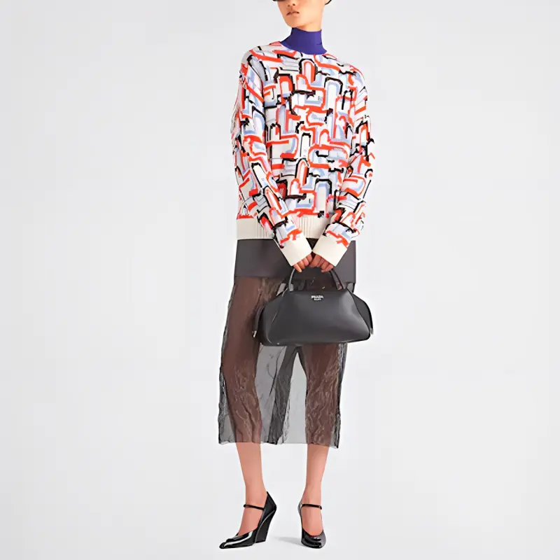 PRADA Abstract Pattern High Neck Sweater-1