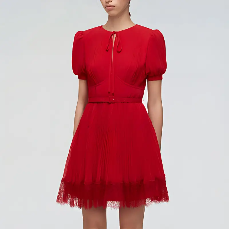 Self portrait SS22 Short Sleeved Dresses Women's Red-2