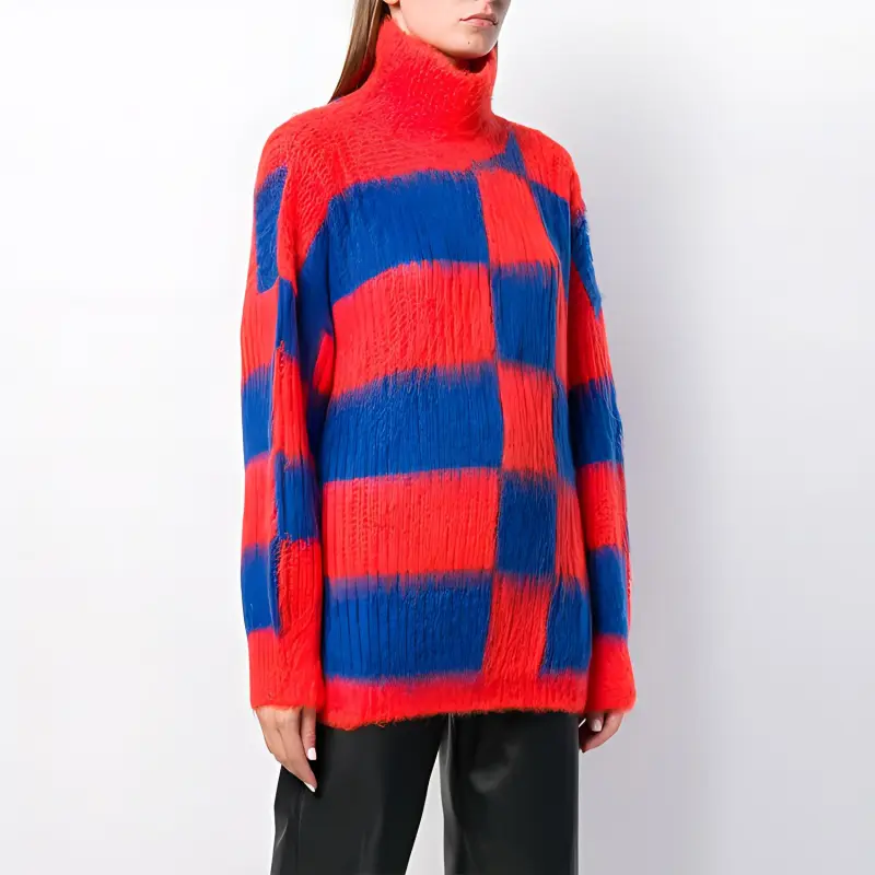 MSGM Checked Turtleneck Oversized Sweater-2