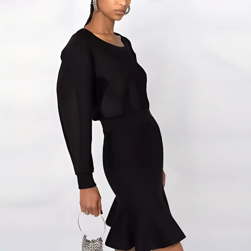 Alexander McQueen Long Sleeved Dresses Women's Black-4