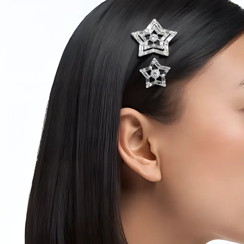 Swarovski Stella Hair Clips Women's Silver-3
