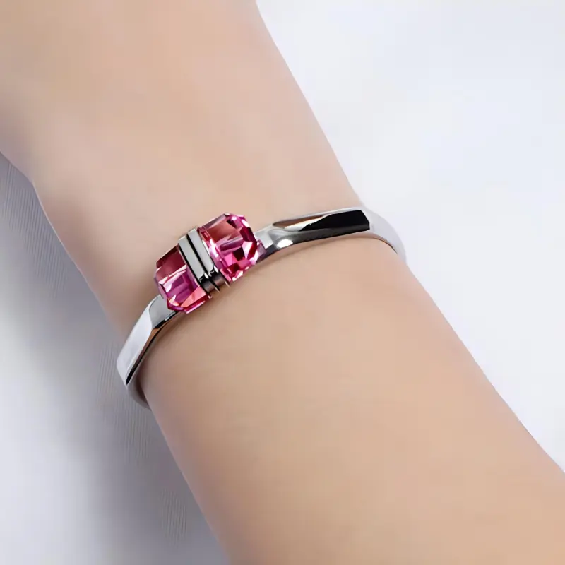Swarovski Lucent Bangles Women's Silver/Pink-2