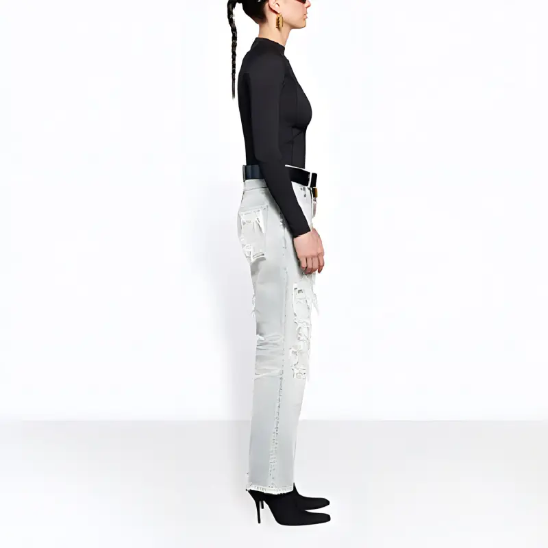 Balenciaga Jeans Women's Gray White-4