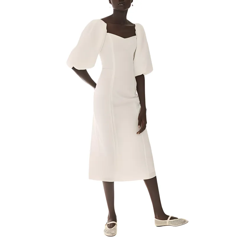 H&M Short Sleeved Dress Women's White-1
