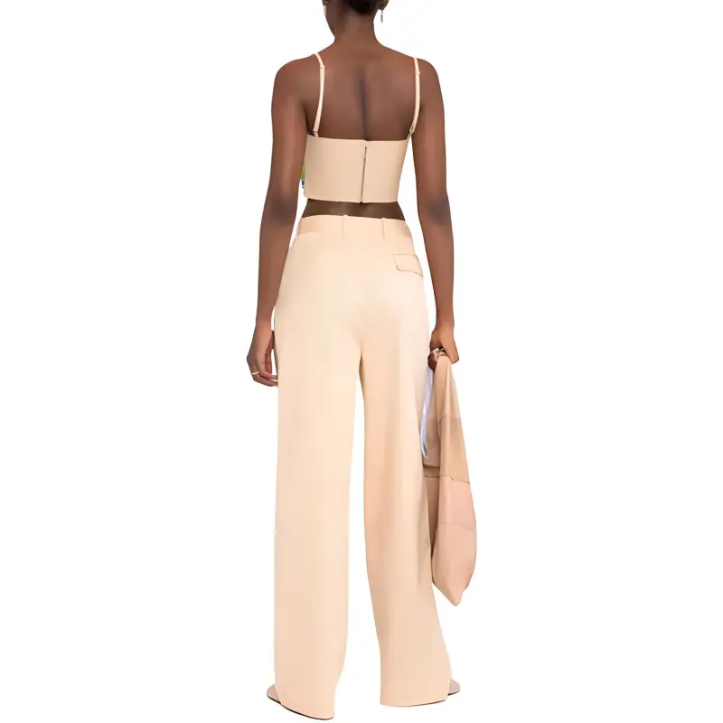 OFF WHITE Cropped Leather Bustier Top-2