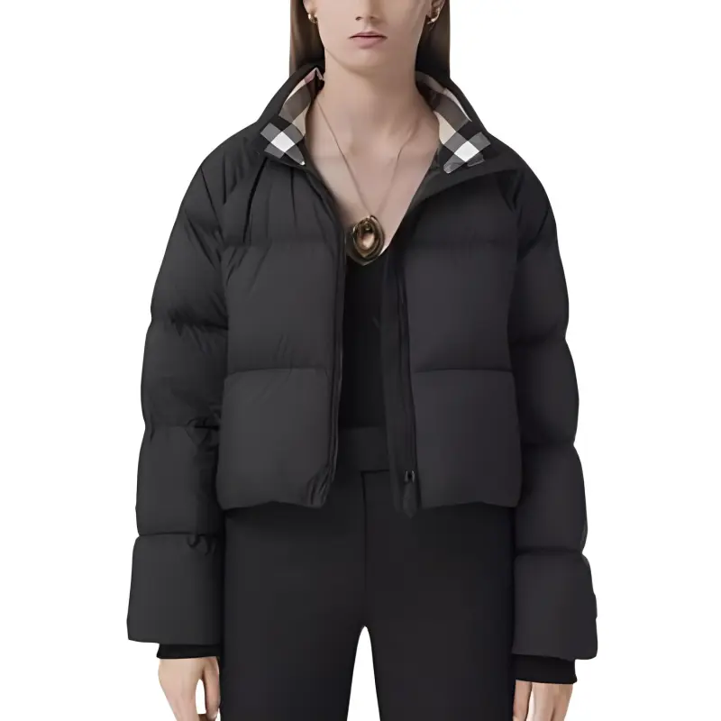Burberry Short Padded Jacket Black/Beige-2