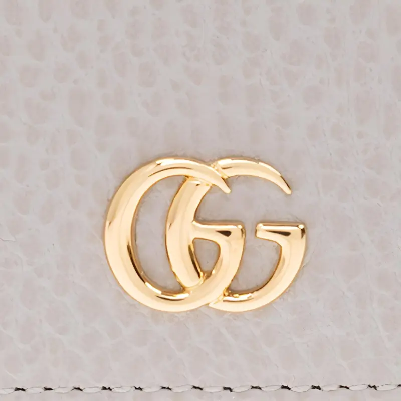 GUCCI Marmont Leather Card Holder Women's Light Gray-4