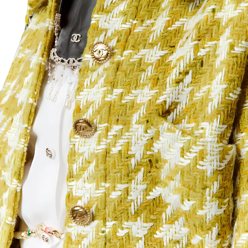 CHANEL Cropped Coats Women's Yellow-2