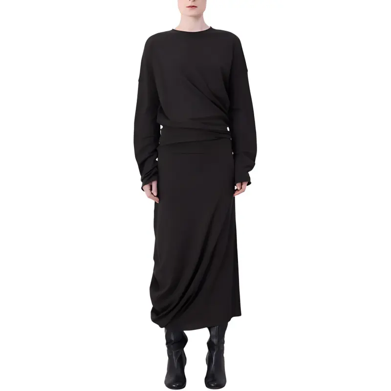 Lemaire Long Sleeve Twisted Dress 'Dark Espresso'-1