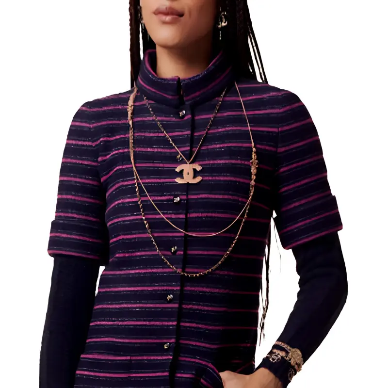 CHANEL Short-Sleeved Dresses Women's Purple-1