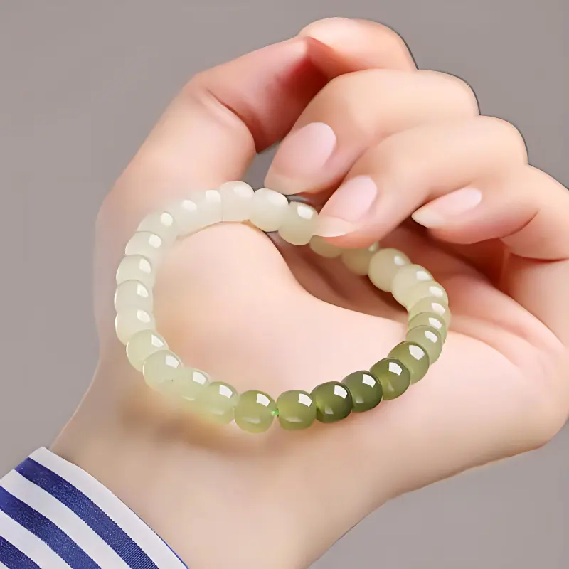 GOLDFISH ALLEY Hetian Jade Bracelets Pale Greenish White Jade Women's-3