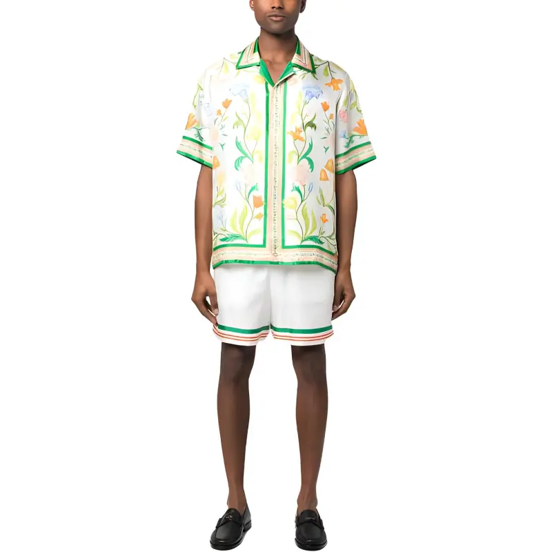 CASABLANCA Cuban Collar Short Sleeve Shirt-1