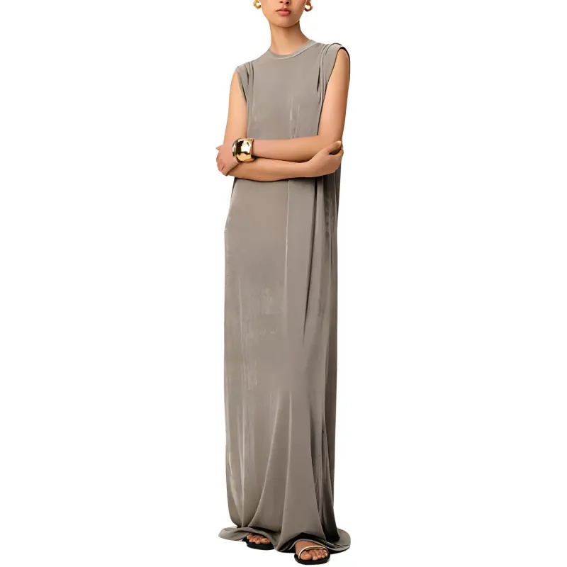 AMIPARIS Paris Rib Jersey Short Sleeve Long Dress-1