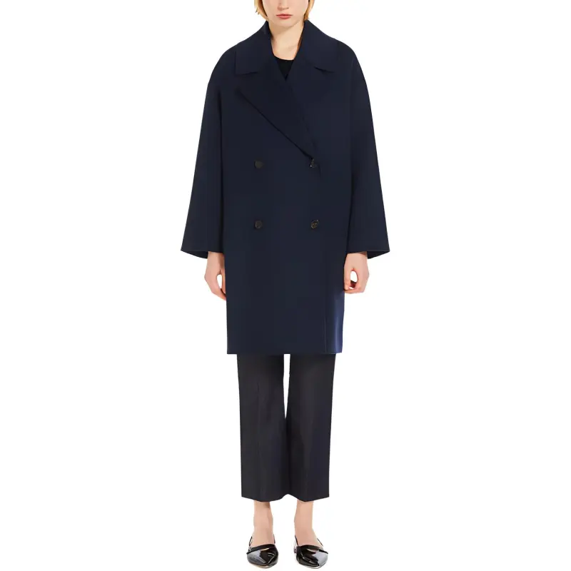 ’S MAX MARA Eleonora Collection Double-Breasted Sheepskin Coat Coats Women's Blue-1
