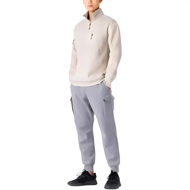 DECATHLON 500 Series DOMYOS Sweatshirt Men's Light White Lime Gray-5