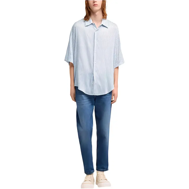 Ami Paris Ami De Coeur Striped Button Up Shirt-1